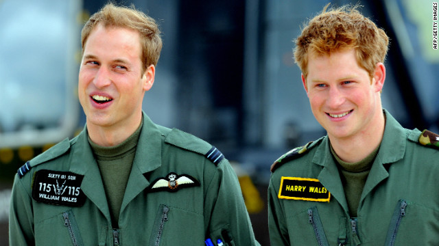 Britain's Princes William and Harry at RAF Shawbury in England on June 18, 2009.