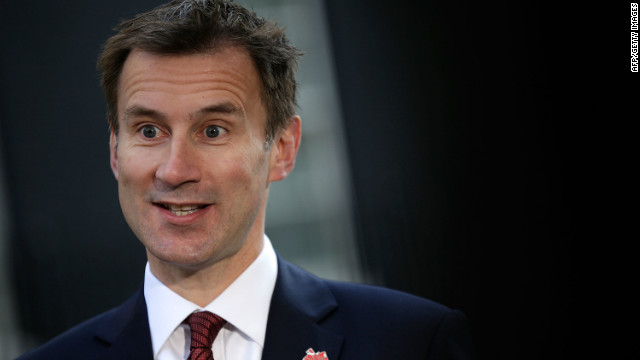 British Secretary of State for Culture, Olympics, Media and Sport Jeremy Hunt, pictured in March.