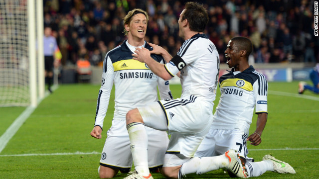 As Barcelona push forward, Torres goes clean through, rounds the keeper and Chelsea wrap up a 3-2 win.