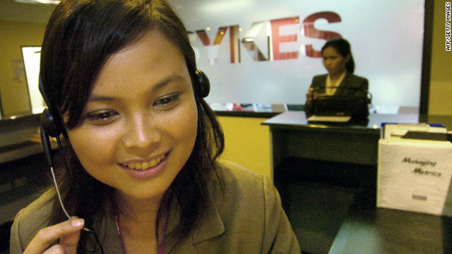 With an estimated 400,000 call center staff, the Philippines has overtaken India as the Asian hub of call centers. U.S. companies prefer to outsource customer calls to Filipino agents speaking lightly-accented fluent American English. 