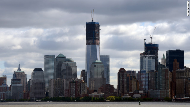 One World Trade Center, or the Freedom Tower, dominates the Lower Manhattan skyline. 