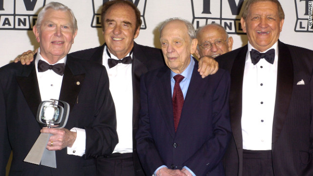 Left to right, Andy Griffith, Jim Nabors, Don Knotts and George Lindsey pose at the TV Land Awards in 2004.