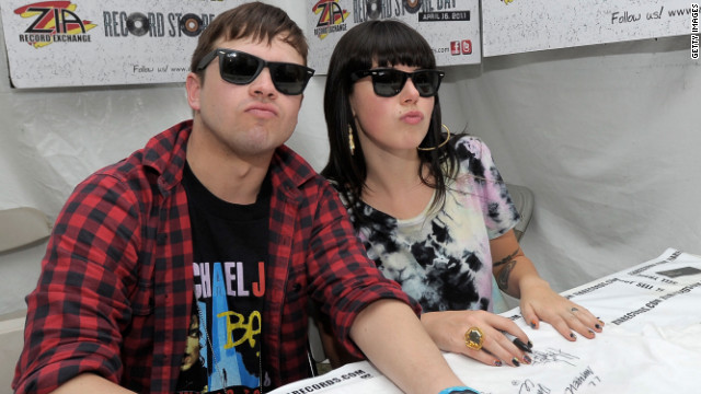 Derek Miller (L) and Alexis Krauss of Sleigh Bells, shown here in 2011.