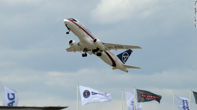 A Sukhoi Superjet 100 performs at the International Paris Air Show on June 22, 2011.