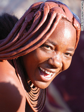 The Himba women of northern Namibia are famous for their use of <i>otjize</i>, a paste of butter, fat and red ochre, which they apply to their hair and skin.