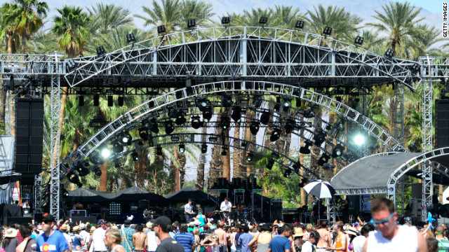 Musicians Oscar Cash and Joseph Mount of the band Metronomy perform during Coachella 2012.