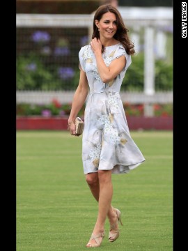 Earlier that day, Kate attended the Foundation Polo Challenge wearing a knee-length, floral Jenny Packham dress.