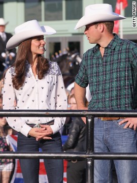 On one of the first stops on Will and Kate's Canadian tour, the couple watched a rodeo demonstration in Calgary on July 7.