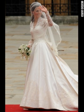 Last but not least is Kate's stunning wedding dress. She wore the gown by Alexander McQueen designer Sarah Burton when she married William on April 29, 2011.