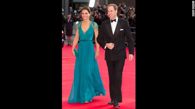 The Duchess of Cambridge stunned in a Jenny Packham gown on May 11 at an event hosted by the British Olympic Association. The teal number, complete with a lace back, is just one of her many noteworthy looks.