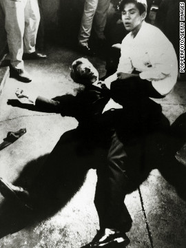 While campaigning for the Democratic Party's presidential nomination, Sen. Robert F. Kennedy was assassinated in June 1968.