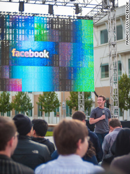 Zuckerberg speaks to his employees before officially beginning the Hackathon. He got a standing ovation.