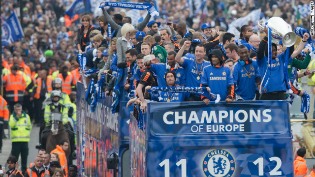 Chelsea parade Champions League trophy