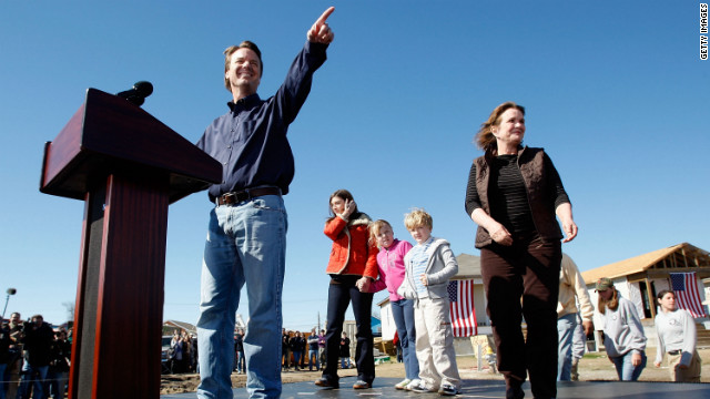 Edwards, who bowed out of the presidential race, speaks to the media with his family -- Cate, left, Emma Claire, Jack and his wife, Elizabeth -- in New Orleans in late January 2008.