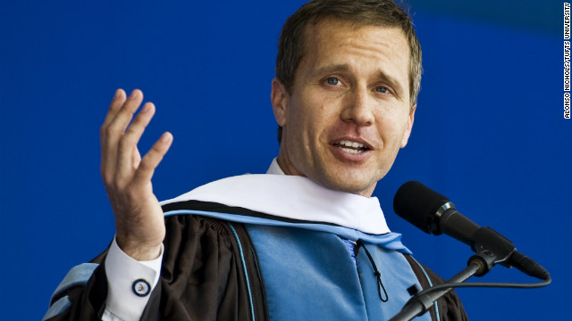 Eric Greitens gives the commencement speech at Tufts University on Sunday.