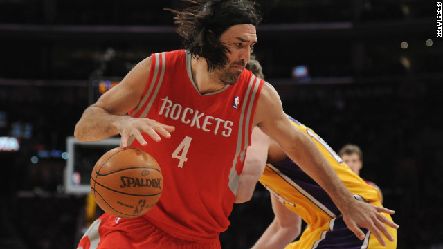 Scola also plays for Houston Rockets, pictured here in action against the LA Lakers in an NBA clash.