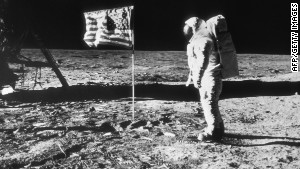 Neil Armstrong took this photo of Buzz Aldrin next to the U.S. flag on the surface of the moon.