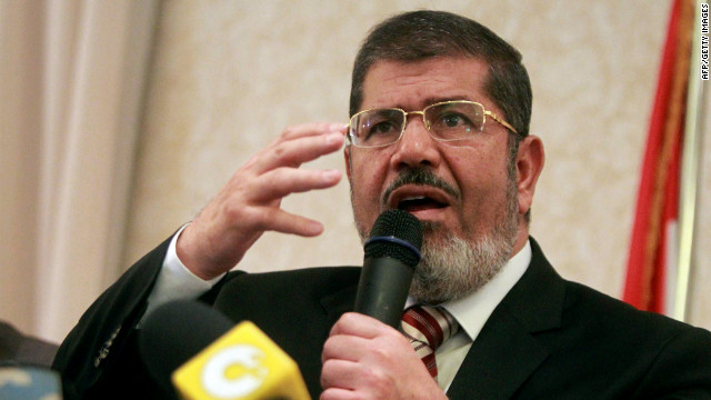 Egyptian Muslim Brotherhood presidential candidate Mohamed Morsi holds a news conference in Cairo on Tuesday. 