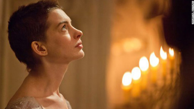 Anne Hathaway didn't just have to shed weight to portray the tragic Fantine in "Les Miserables." <a href='http://marquee.blogs.cnn.com/2012/12/03/anne-hathaway-on-getting-used-to-her-short-do/' >The actress said </a>it took her 30 minutes to muster the courage to look in a mirror after her haircut.