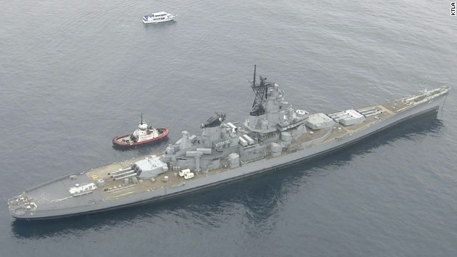 Battleship USS Iowa arrives in Southern California