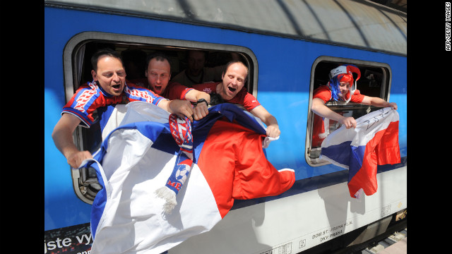 Czech Republic fans cheer a few hours before the opening match.