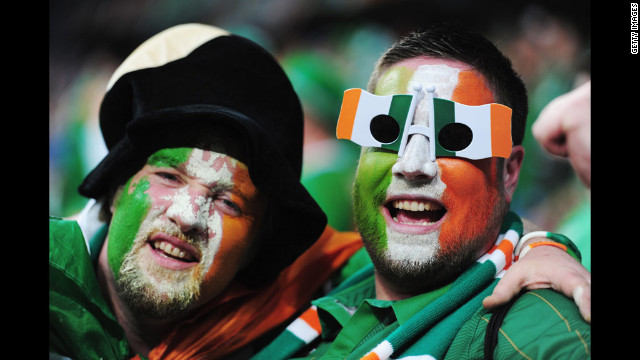 Ireland fans enjoy the atmosphere before Sunday's match against Croatia.