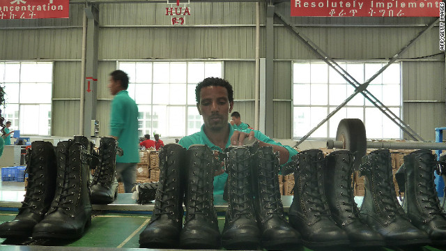 The Ethiopia-based factory exports around 20,000 pairs of shoes a month.