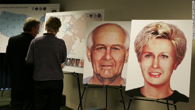 Illustrations of Bulger and Greig were on display at a press conference in 2004.