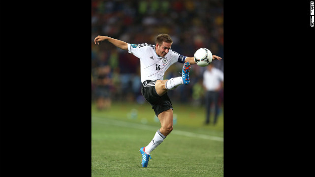 Philipp Lahm of Germany controls the ball during the Group B match between Netherlands and Germany on Wednesday, June 13. 