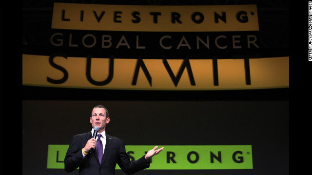 Armstrong launches the three-day Livestrong Global Cancer Summit in 2009 in Dublin, Ireland. The event was organized by his foundation.