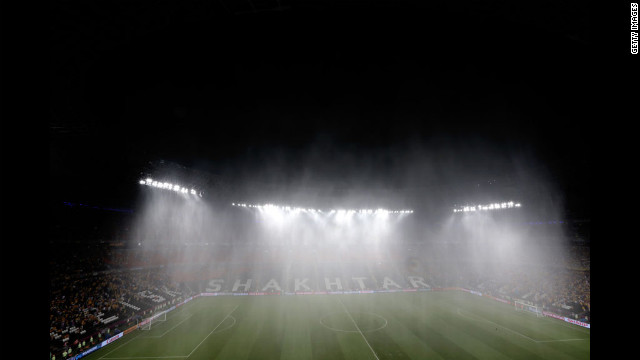 After minutes of playing, torrential rainfall caused the Ukraine vs. France game to be temporarily suspended on Friday. 