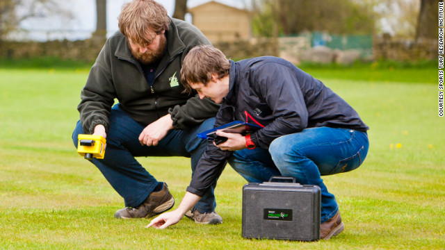 STRI staff test various surfaces for wear and playing characteristics. 