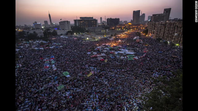 Thousands of Egyptians gather in Tahrir Square after Mohamed Morsi is declared the nation's first democratically elected president on Sunday, June 24. In a nationally televised speech, the longtime member of the Muslim Brotherhood promised to represent all Egyptians.