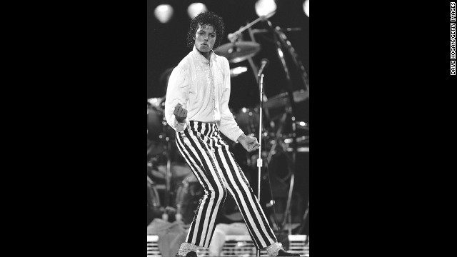 Jackson achieved superstardom with his solo career in the 1980s. Here Jackson is shown on stage in Kansas in 1983.