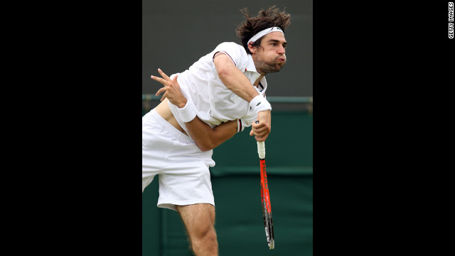 France's Jeremy Chardy serves against Juan Monaco of Argentina during a second-round match on Wednesday.