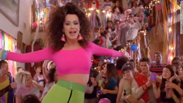 Perry also wore a neon crop top in her "Last Friday Night" music video.