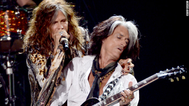 Aerosmith's Steven Tyler and Joe Perry perform during the 