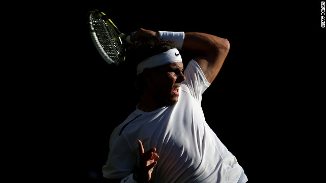 Rafael Nadal of Spain during his men's singles second-round match against Lukas Rosolon of the Czech Republic on day four of the Wimbledon championships June 28. 