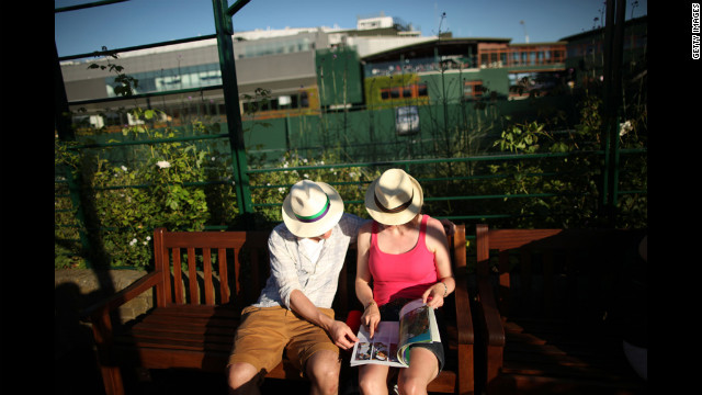 A general view of tennis spectators on day four of Wimbledon June 28.