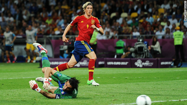 Fenando Torres came on as a substitute for Cesc Fabregas to score his country's third goal of the night and his third of the tournament. 