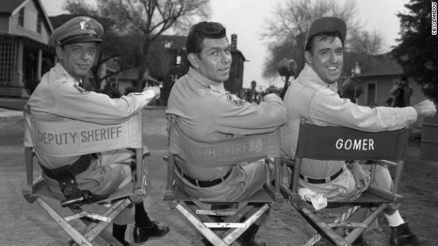 From left, Don Knotts as Barney Fife, Andy Griffith as Andy Taylor and Jim Nabors as Gomer Pyle.<br/><br/>