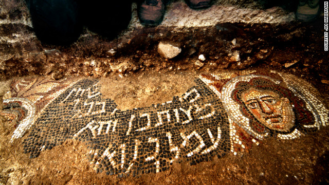 Mosaics found in an ancient synagogue include images of women, as well as the biblical figure Samson. 