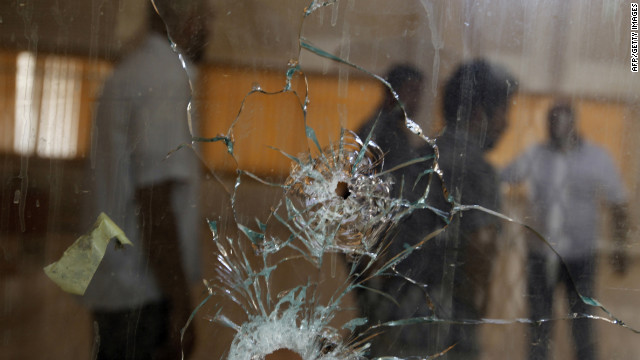 A window at this Benghazi polling station was broken by a protester demanding greater representation.