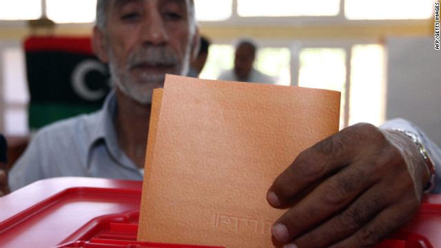 A man casts his ballot at an Abu Slim polling station near Tripoli.