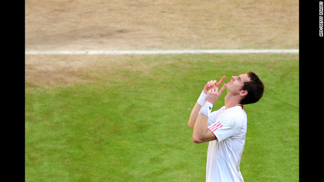 Britain's Andy Murray celebrates his victory over Jo-Wilfried Tsonga of France in the men's singles final.