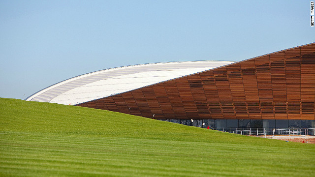 The venues, like the velodrome pictured here in the background, blend into the landscaped parkland creating a number of striking vistas. 