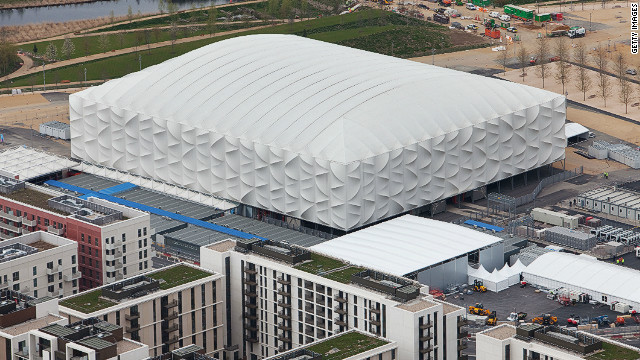 All the venues have been constructed with sustainablity in mind. The 2012 basketball arena (pictured) is one of several temporary venues erected for the duration of the Games. In total, there will be almost 300,000 temporary spectator seats, a figure without precedent at the Olympics, organizers say. 