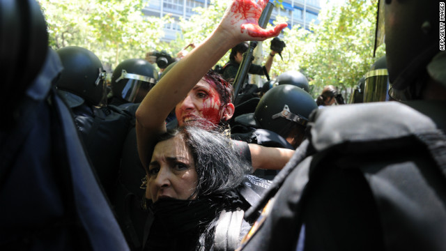 A group of coal miners and their supporters clashed with police in Madrid on Wednesday.