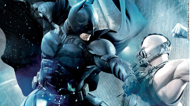 Christian Bale stars as Bruce Wayne/Batman and Tom Hardy stars as Bane in 