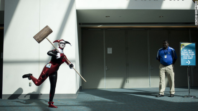 Harley Quinn strikes a pose on her way to a Comic-Con panel.